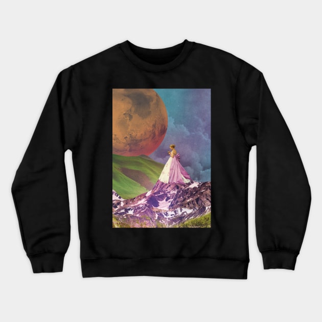 The Hilltop - Vintage Inspired Collage Illustration Crewneck Sweatshirt by beakbubble